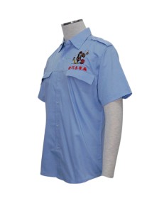 R066 量身訂造工作服襯衫 來辦訂購餐廳恤衫 雙胸袋 肩帶 設計襯衫款式專門店 